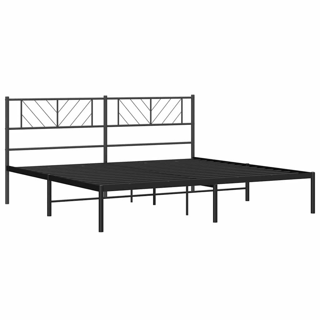 vidaXL Metal Bed Frame without Mattress with Headboard Black 183x213cm 5
