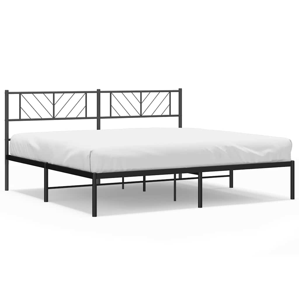 vidaXL Metal Bed Frame without Mattress with Headboard Black 193x203cm 2