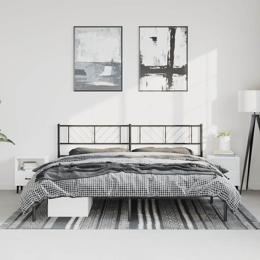 vidaXL Metal Bed Frame without Mattress with Headboard Black 193x203cm 1
