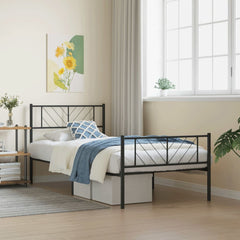 vidaXL Metal Bed Frame without Mattress with Footboard Black 80x200cm 1