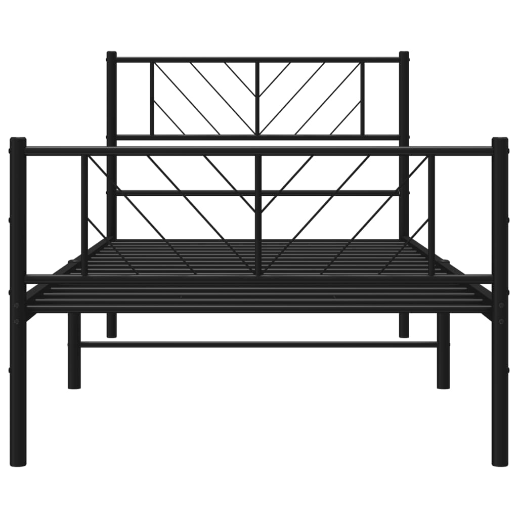 vidaXL Metal Bed Frame without Mattress with Footboard Black 90x190cm 5