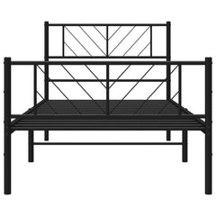 vidaXL Metal Bed Frame without Mattress with Footboard Black 90x190cm 5