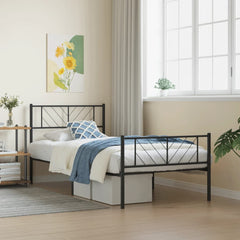 vidaXL Metal Bed Frame without Mattress with Footboard Black 90x190cm 1