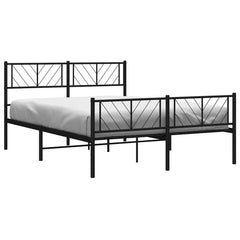 vidaXL Metal Bed Frame without Mattress with Footboard Black 120x190cm 3
