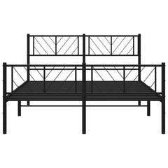 vidaXL Metal Bed Frame without Mattress with Footboard Black 120x190cm 5