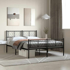 vidaXL Metal Bed Frame without Mattress with Footboard Black 120x190cm 1