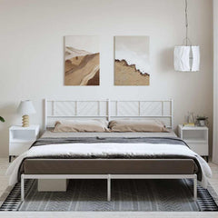 vidaXL Metal Bed Frame without Mattress with Headboard White 183x213cm 1