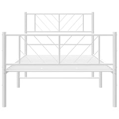 vidaXL Metal Bed Frame without Mattress with Footboard White 100x190cm 6