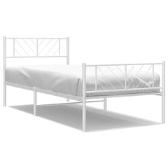 vidaXL Metal Bed Frame without Mattress with Footboard White 100x200cm 2