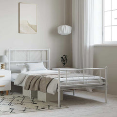vidaXL Metal Bed Frame without Mattress with Footboard White 100x200cm 3