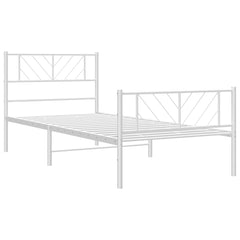 vidaXL Metal Bed Frame without Mattress with Footboard White 100x200cm 5
