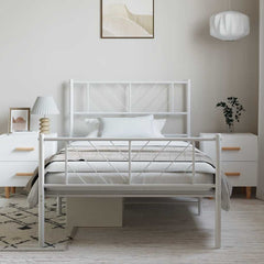 vidaXL Metal Bed Frame without Mattress with Footboard White 100x200cm 1