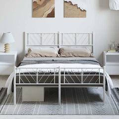 vidaXL Metal Bed Frame without Mattress with Footboard With headboard & footboard White