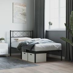 vidaXL Metal Bed Frame without Mattress With headboard Black