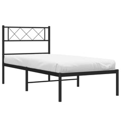 vidaXL Metal Bed Frame without Mattress with Headboard Black 90x190cm 3