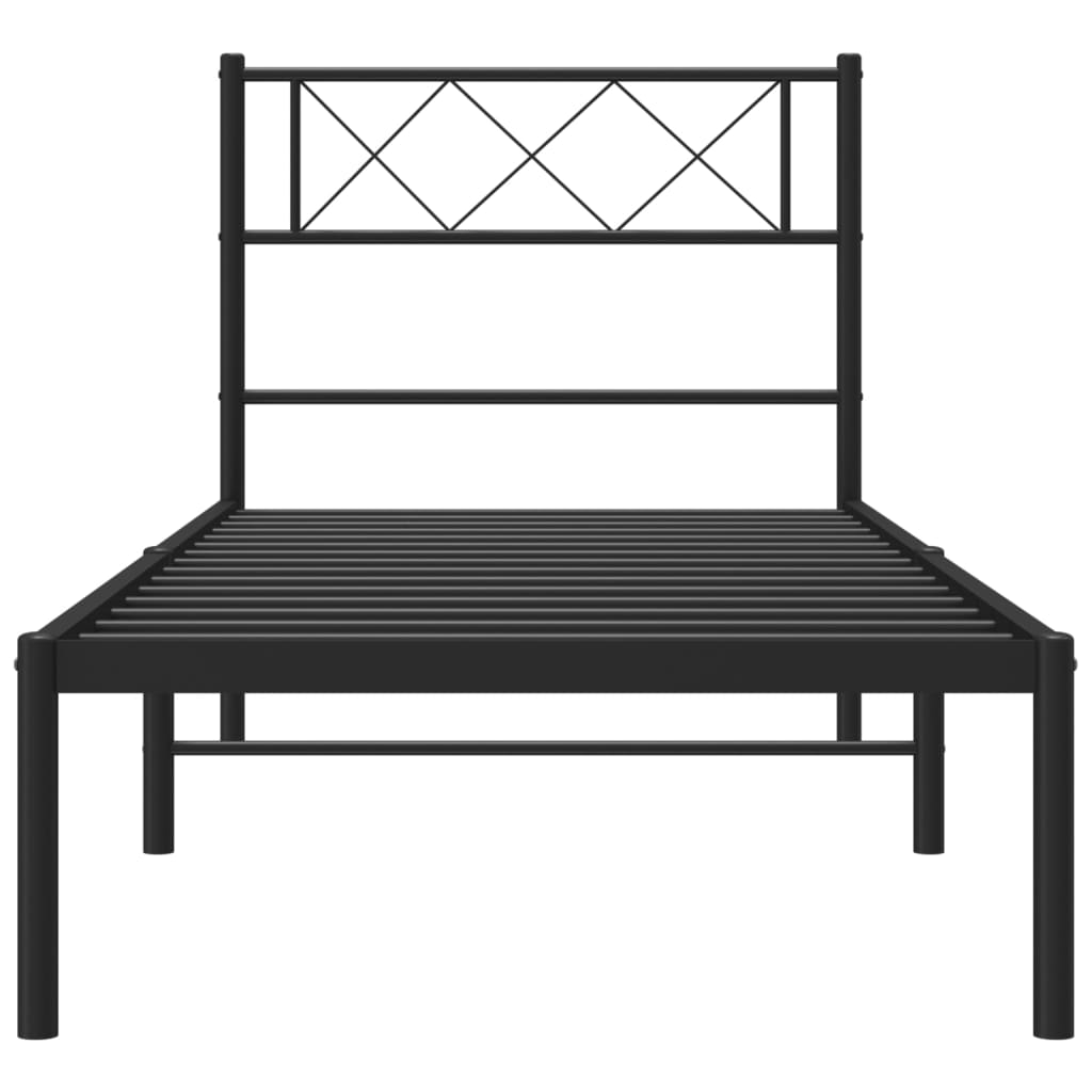 vidaXL Metal Bed Frame without Mattress with Headboard Black 90x190cm 4
