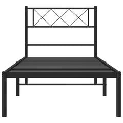 vidaXL Metal Bed Frame without Mattress with Headboard Black 90x190cm 4