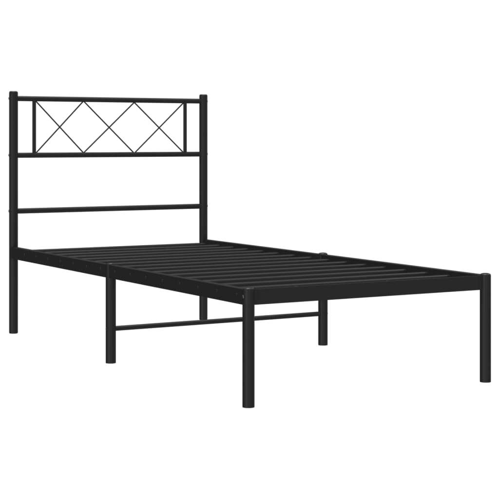 vidaXL Metal Bed Frame without Mattress with Headboard Black 90x190cm 5