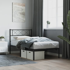 vidaXL Metal Bed Frame without Mattress with Headboard Black 90x190cm 1