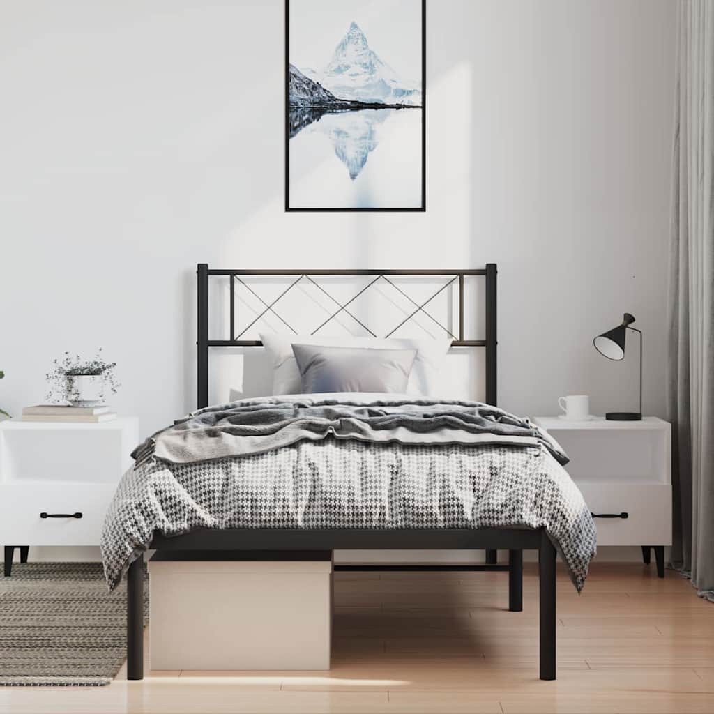 vidaXL Metal Bed Frame without Mattress With headboard Black