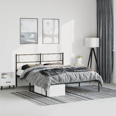vidaXL Metal Bed Frame without Mattress With headboard Black