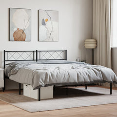 vidaXL Metal Bed Frame without Mattress With headboard Black