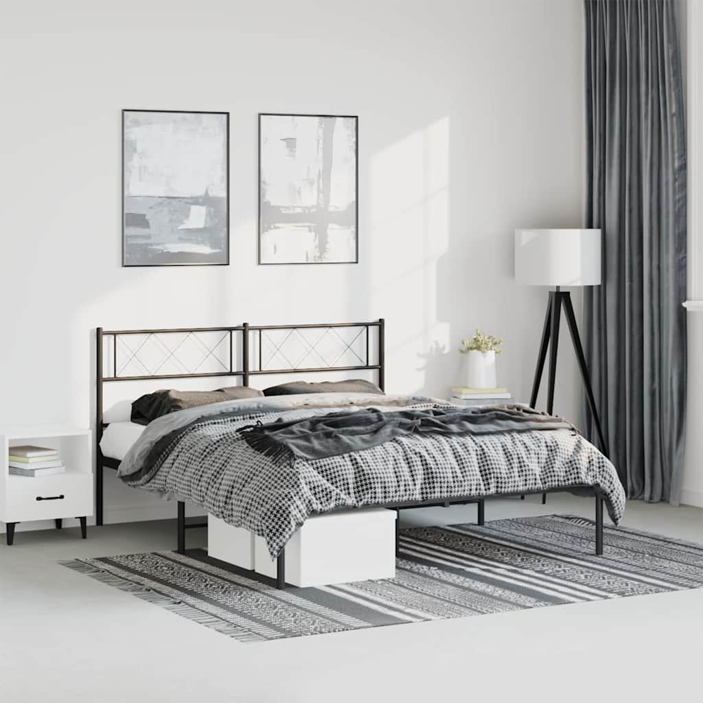 vidaXL Metal Bed Frame without Mattress With headboard Black