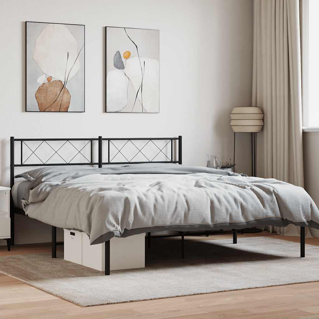 vidaXL Metal Bed Frame without Mattress With headboard Black