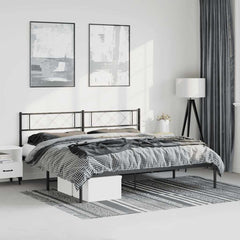 vidaXL Metal Bed Frame without Mattress with Headboard Black 183x213cm 1