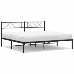 vidaXL Metal Bed Frame without Mattress with Headboard Black 193x203cm 2