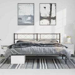 vidaXL Metal Bed Frame without Mattress with Headboard Black 193x203cm 3