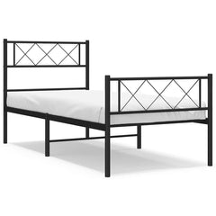 vidaXL Metal Bed Frame without Mattress with Footboard Black 100x190cm 2