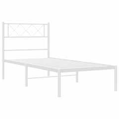 vidaXL Metal Bed Frame without Mattress with Headboard White 100x200cm 5