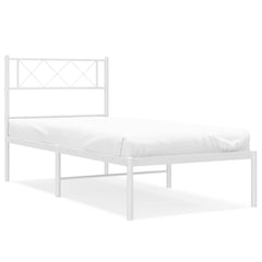 vidaXL Metal Bed Frame without Mattress with Headboard White 107x203cm 2