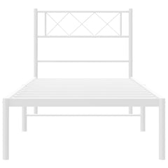 vidaXL Metal Bed Frame without Mattress with Headboard White 107x203cm 5