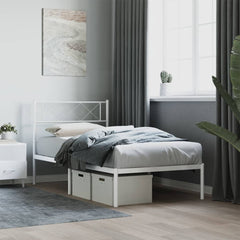 vidaXL Metal Bed Frame without Mattress with Headboard White 107x203cm 1