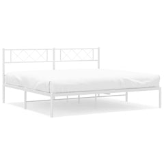 vidaXL Metal Bed Frame without Mattress with Headboard White 183x213cm 2