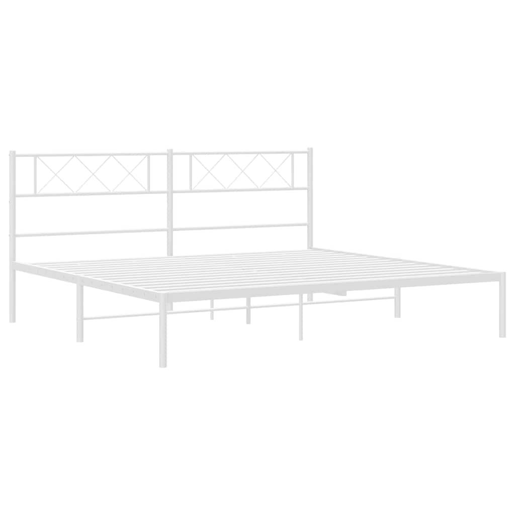 vidaXL Metal Bed Frame without Mattress with Headboard White 183x213cm 5
