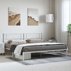 vidaXL Metal Bed Frame without Mattress with Headboard White 183x213cm 1
