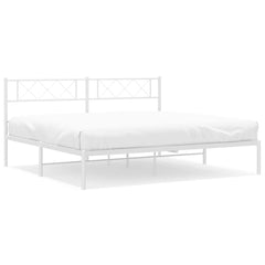 vidaXL Metal Bed Frame without Mattress with Headboard White 193x203cm 2