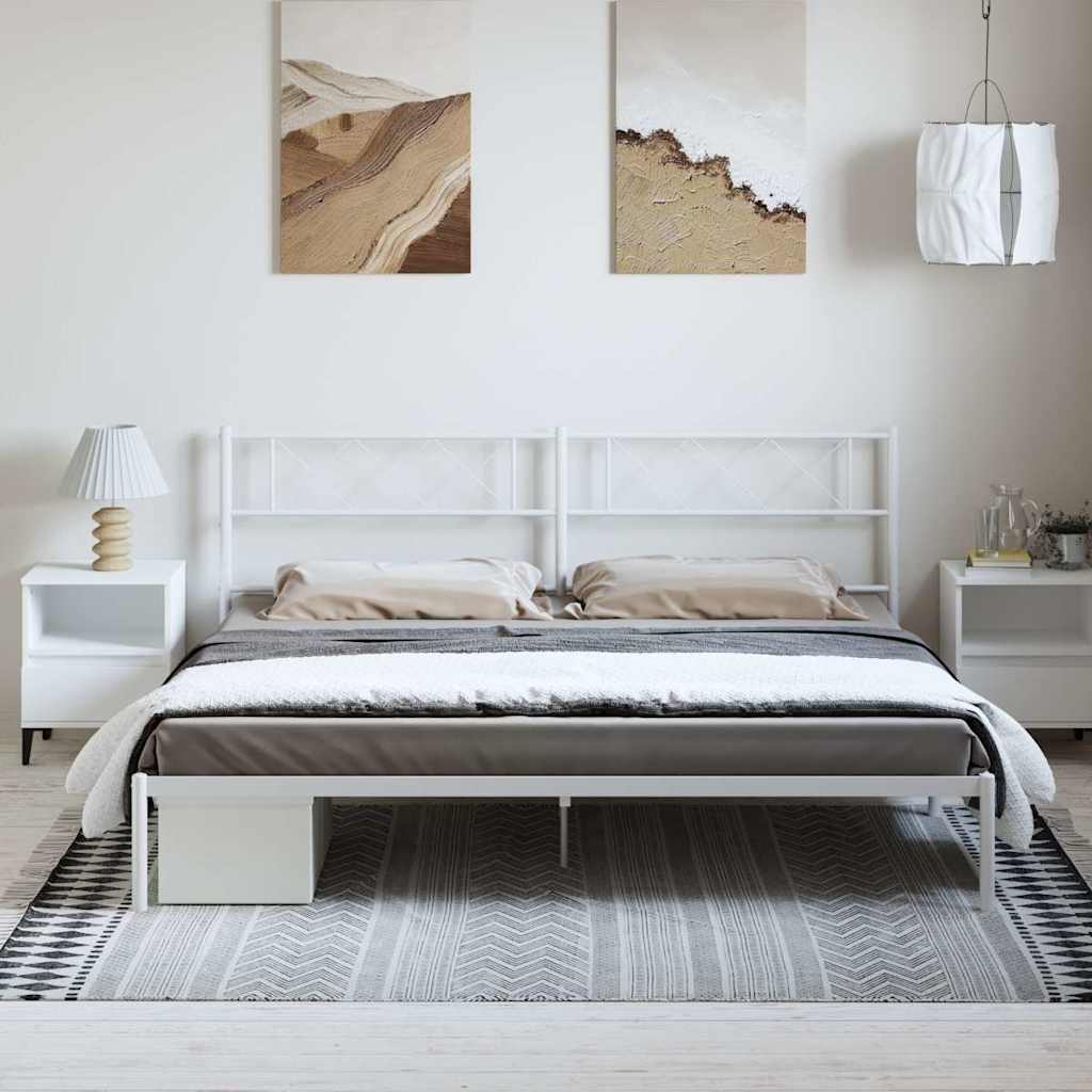 vidaXL Metal Bed Frame without Mattress with Headboard White 193x203cm 3