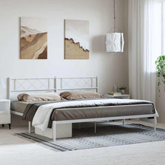vidaXL Metal Bed Frame without Mattress with Headboard White 193x203cm 1