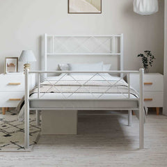 vidaXL Metal Bed Frame without Mattress with Footboard White 100x190cm 3