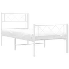 vidaXL Metal Bed Frame without Mattress with Footboard White 100x190cm 4