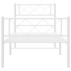 vidaXL Metal Bed Frame without Mattress with Footboard White 100x190cm 5
