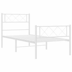 vidaXL Metal Bed Frame without Mattress with Footboard White 100x190cm 6