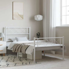 vidaXL Metal Bed Frame without Mattress with Footboard White 100x190cm 1