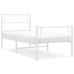 Metal Bed Frame without Mattress with Footboard With headboard & footboard White 107 cm 203 cm