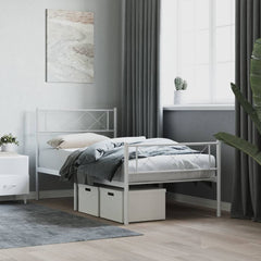 Metal Bed Frame without Mattress with Footboard With headboard & footboard White 107 cm 203 cm