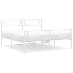 vidaXL Metal Bed Frame without Mattress with Footboard White 140x190cm 2